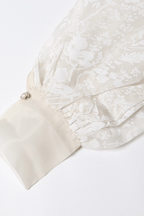 Bella White Floral Wrap Belted Bishop Sleeve Blouse Avalabel