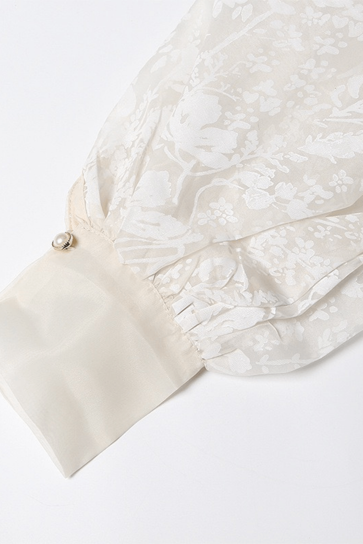 Bella White Floral Wrap Belted Bishop Sleeve Blouse Avalabel