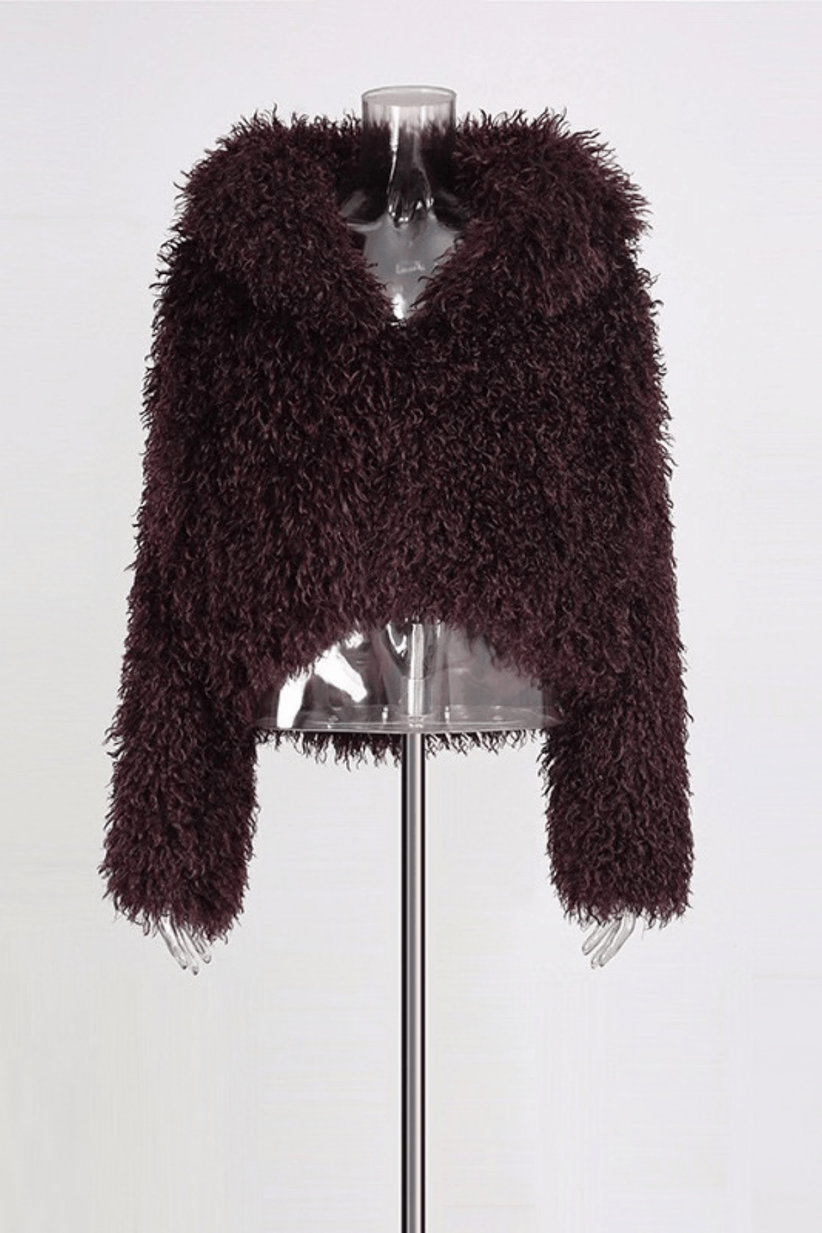 Denni Burgundy Faux Fur Cropped Jacket Avalabel