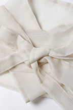 Bella White Floral Wrap Belted Bishop Sleeve Blouse Avalabel
