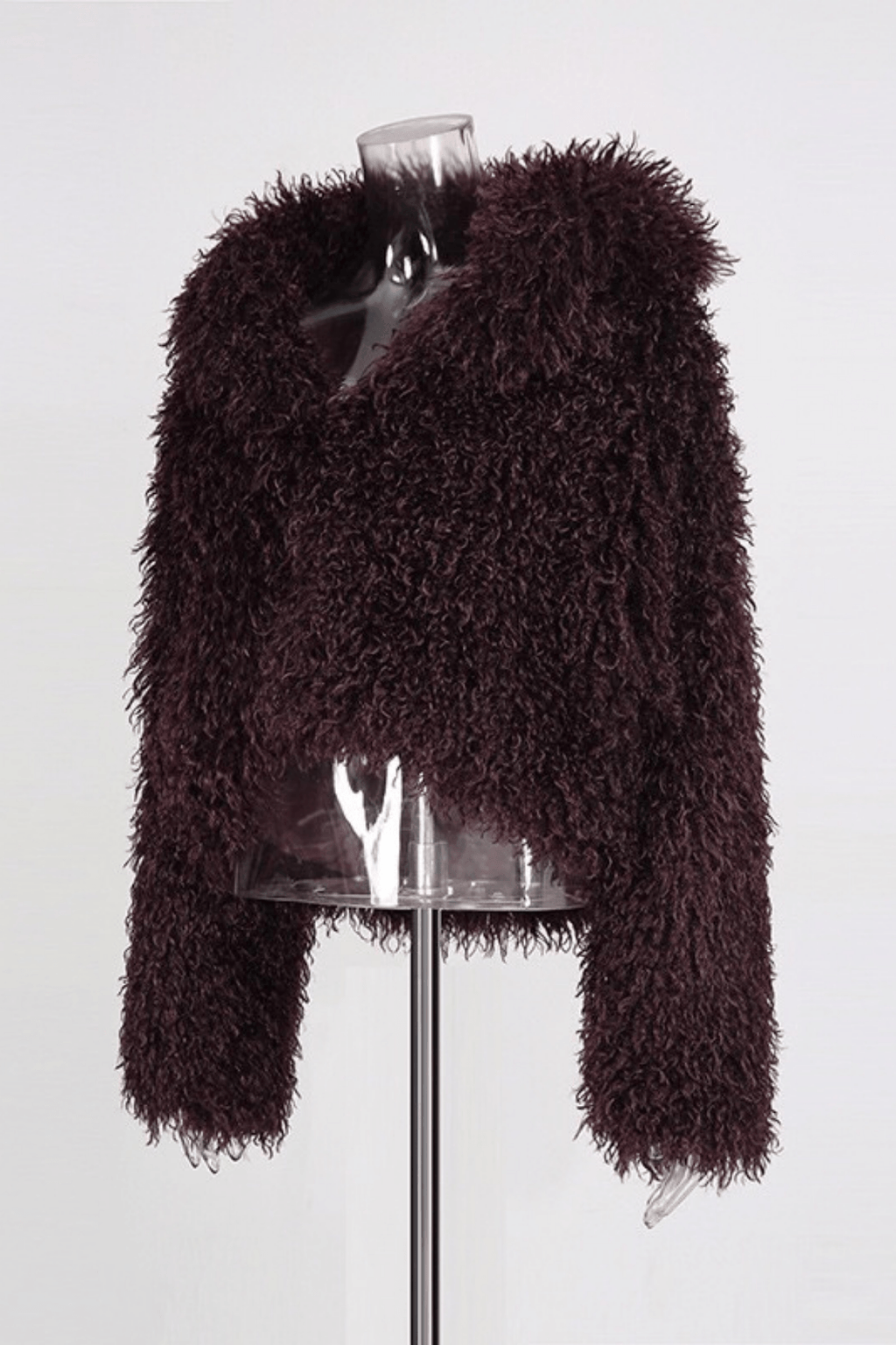 Denni Burgundy Faux Fur Cropped Jacket Avalabel