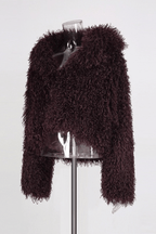 Denni Burgundy Faux Fur Cropped Jacket Avalabel