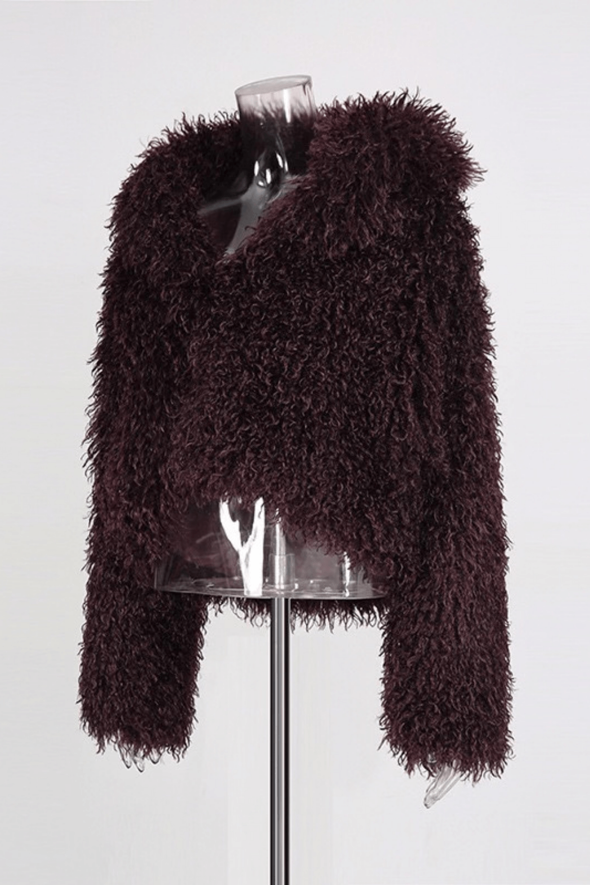 Denni Burgundy Faux Fur Cropped Jacket Avalabel
