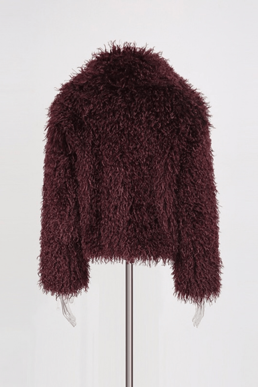 Denni Burgundy Faux Fur Cropped Jacket Avalabel
