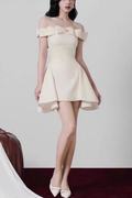 Belle Bow Crystal Off-Shoulder White Mini Dress Avalabel