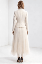 Lydia White Jacket and Tulle Midi Skirt Two Piece Set Avalabel