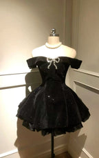 Off-the-Shoulder Bowknot Mini Prom Dresses Avalabel