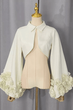 Daria 3D Floral Bell Sleeve Cropped Jacket Avalabel