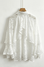 Celia Rhinestone Collar Ruffled Tiered Bell Sleeve Blouse Avalabel