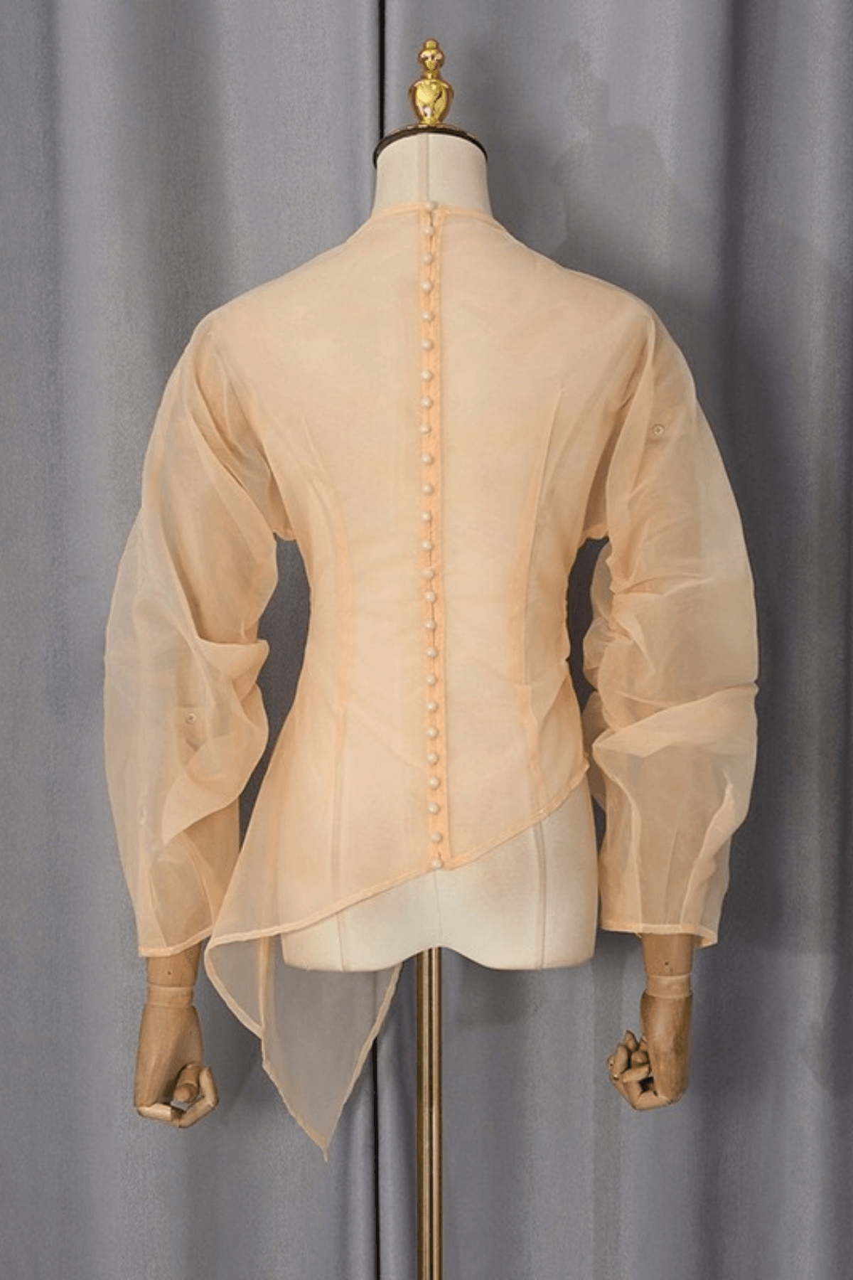 Flora Asymmetrical Sheer Ruched Blouse Avalabel