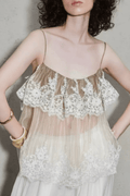Carrie Layered Sheer Tulle Spaghetti Strap Camisole Top Avalabel