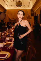 Cheryl Ruched Halter Bodycon Mini Dress in Black Avalabel