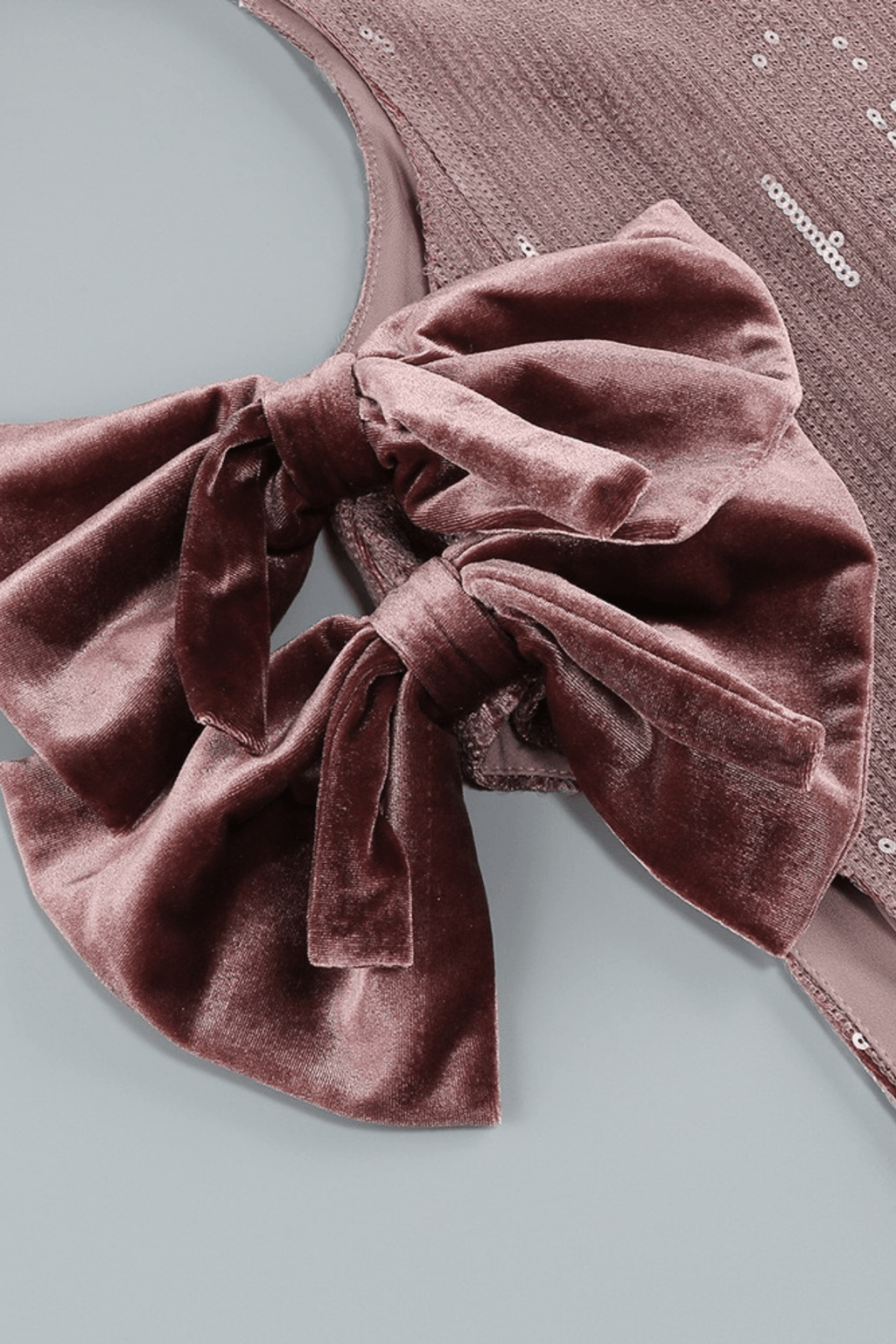Keira Sequin Cutout Velvet Bow Dress Avalabel