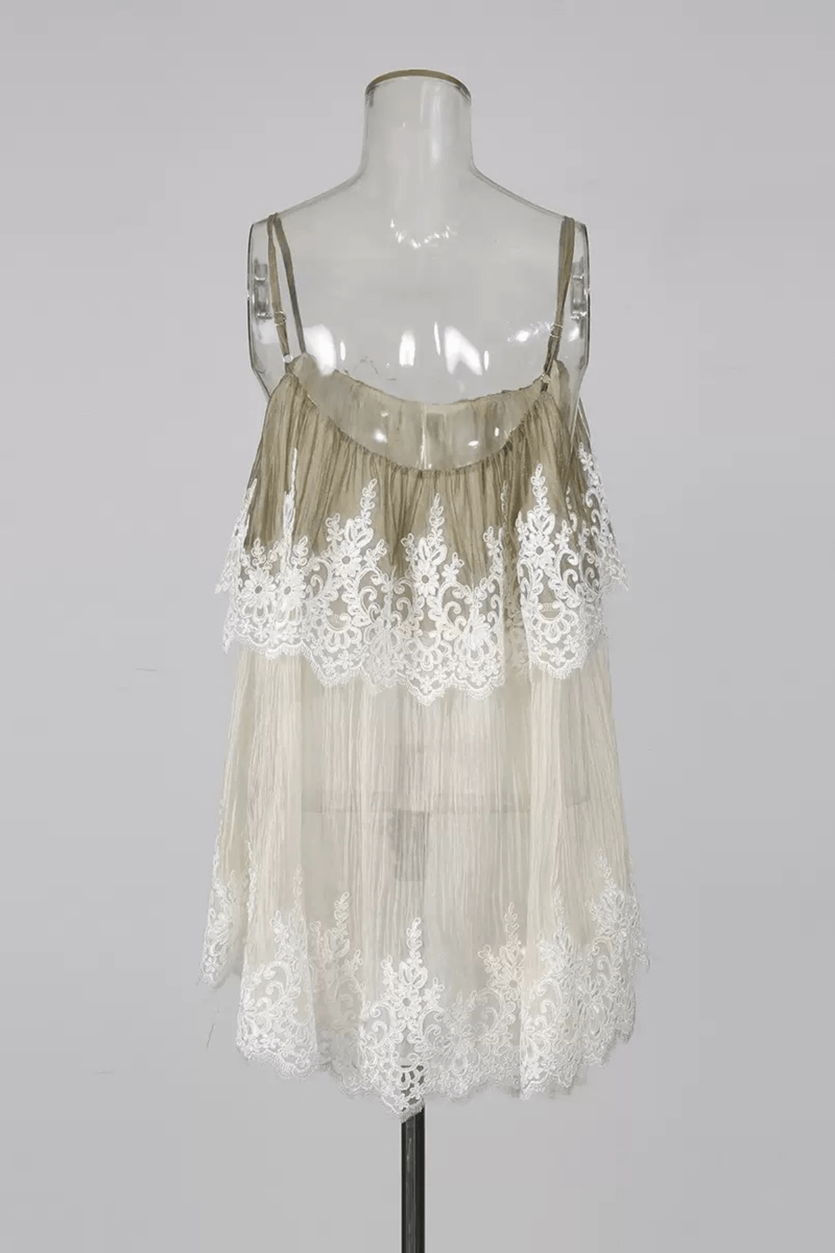 Carrie Layered Sheer Tulle Spaghetti Strap Camisole Top Avalabel