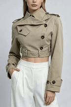 Jana Khaki Cropped Trench Jacket Avalabel