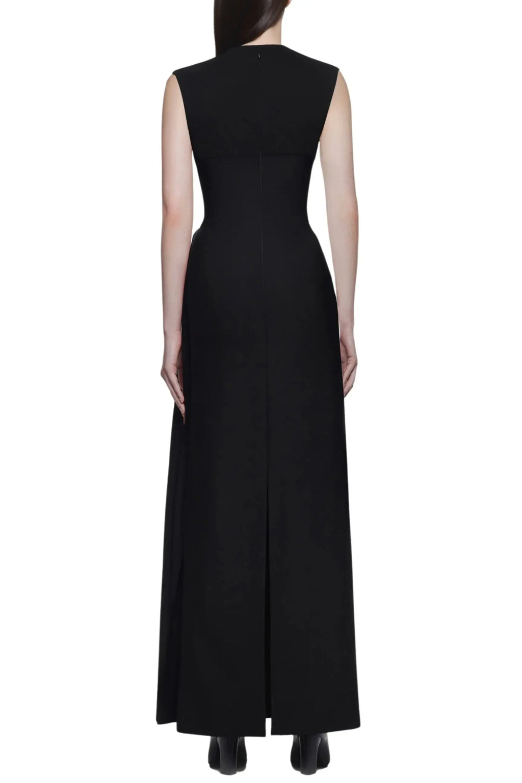 kelly Interlock pleated Knit maxi dress in black Avalabel