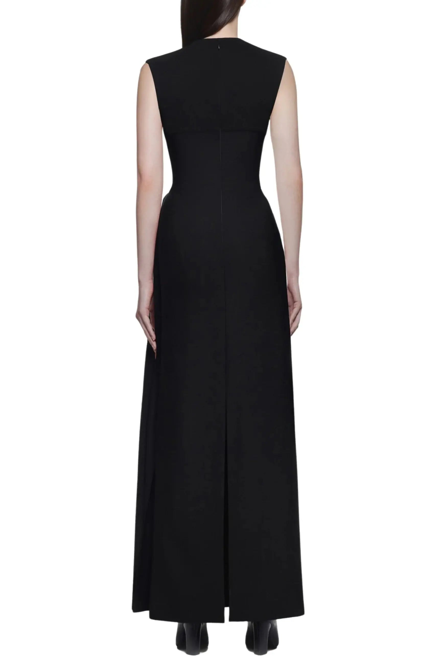 kelly Interlock pleated Knit maxi dress in black Avalabel