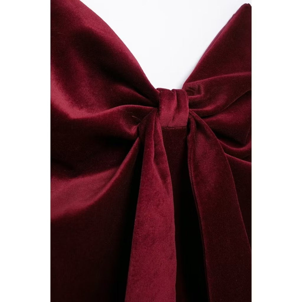 Milan Velvet Top In Wine Red Avalabel