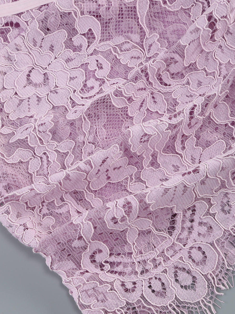 Kellie Strapless Lace Appliques Mini Dress In Light Purple Avalabel