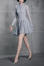 Long Sleeve Mini Dress In Grey Avalabel