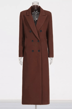 Karin Brown Double Breasted Long Wool Coat Avalabel