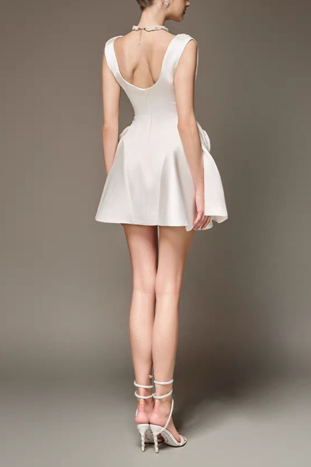 3D Flower Pleated Sleeveless Mini Dress Avalabel