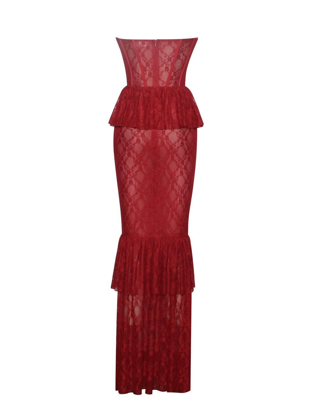 Zen Burgundy Lace Corset Maxi Dress Avalabel
