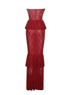 Zen Burgundy Lace Corset Maxi Dress Avalabel