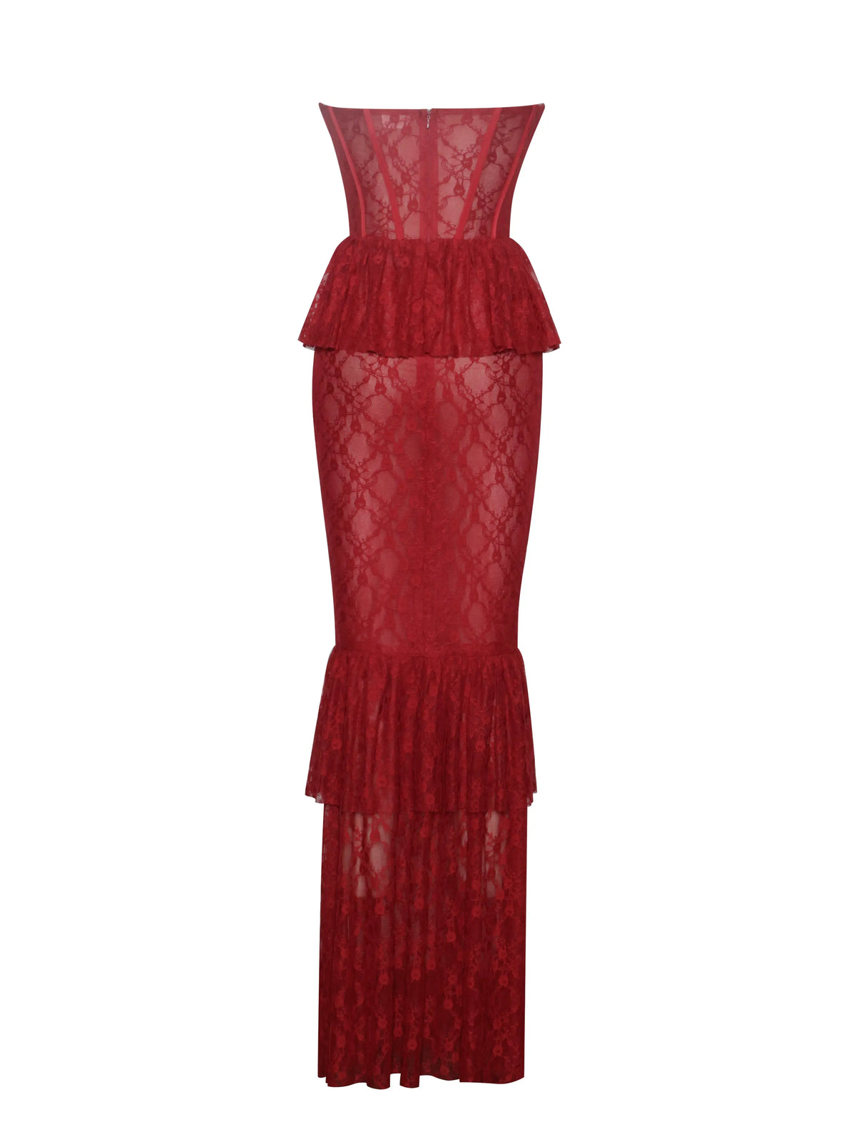 Zen Burgundy Lace Corset Maxi Dress Avalabel