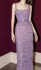 EMBELLISHED MAXI DRESS IN PURPLE Avalabel