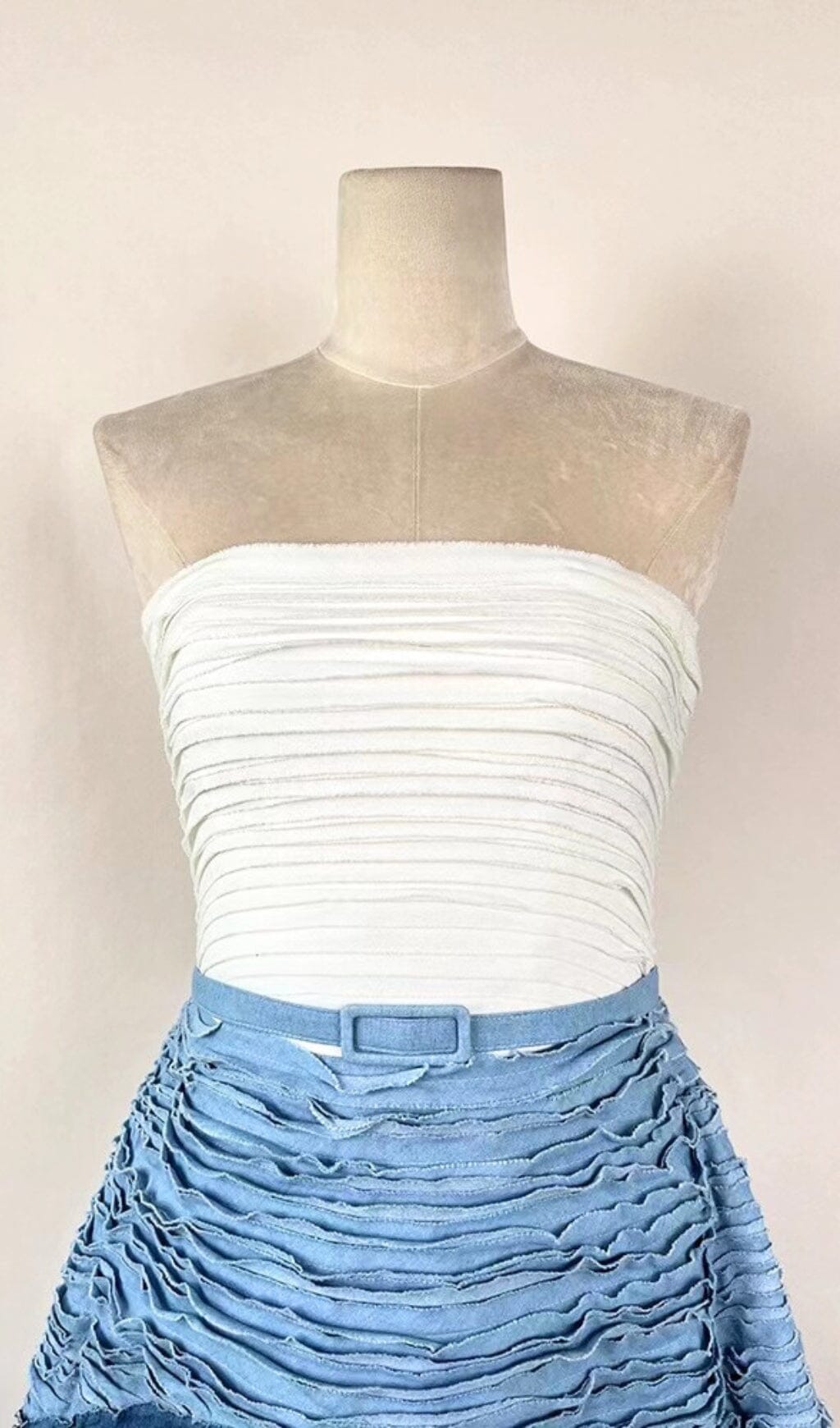 BLUE RIPPLE HALTER MIDI DRESS Avalabel