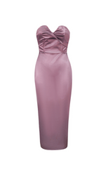 Backless Split Twist-Front Bodycon Midi Dress In Iceberry Pink Avalabel