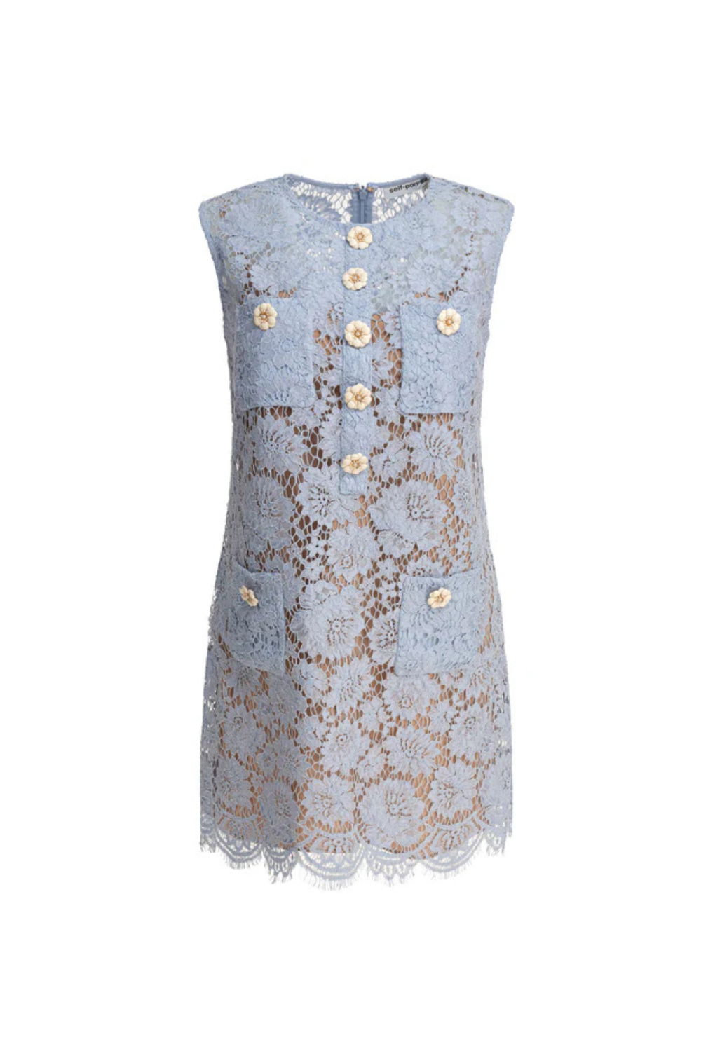 Eunice Hollow Pencil Lace Mini Dress in Blue Avalabel