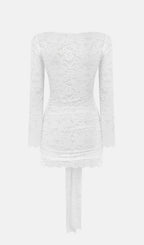 Lace Draped Neckline Mini Dress Avalabel