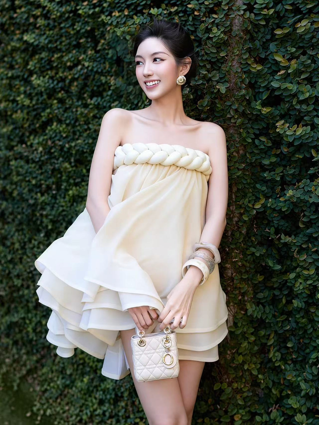 Hemp Rope Tube Top Tutu Skirt in Beige Avalabel