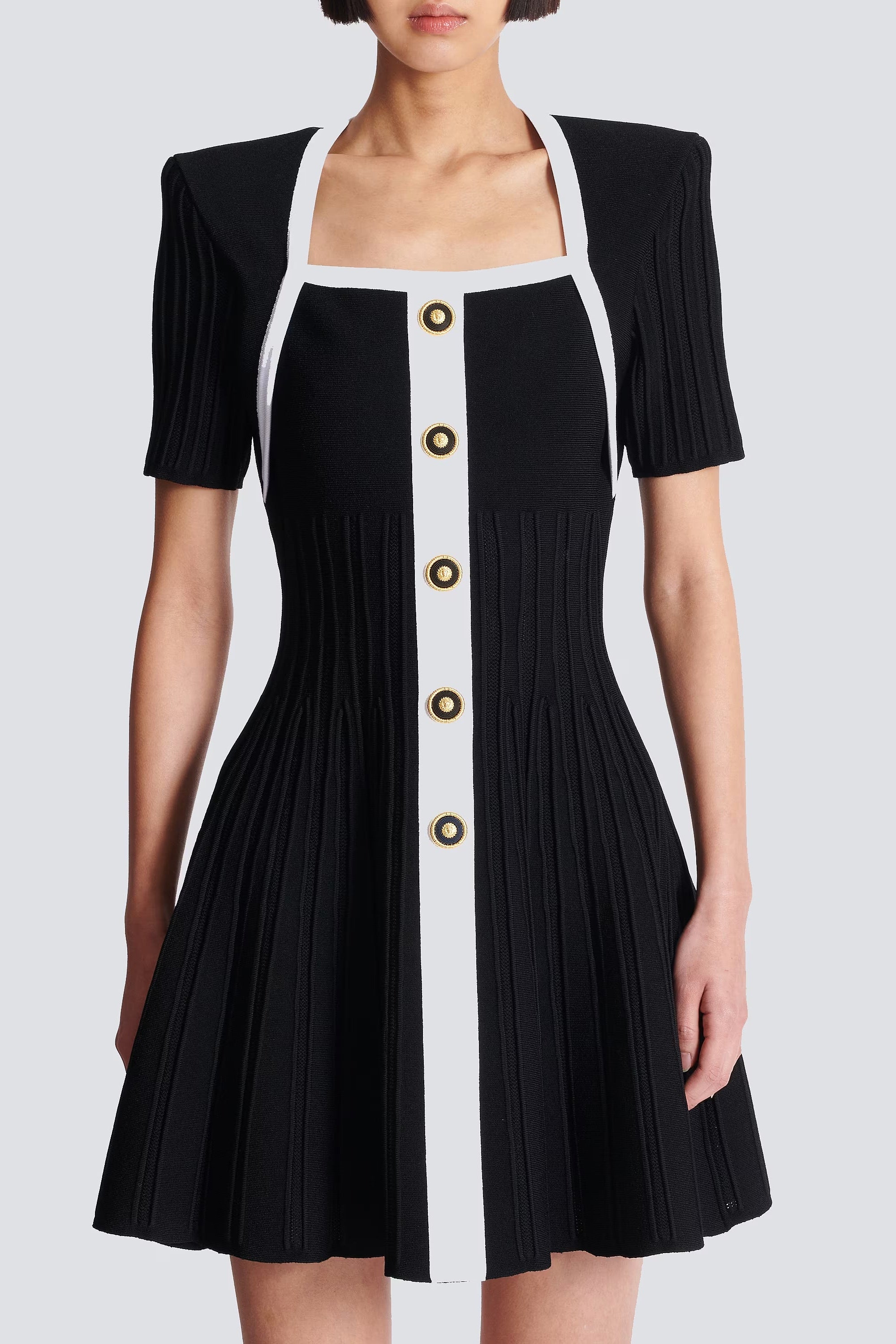 Two-Tone A-Line Knit Dress Avalabel
