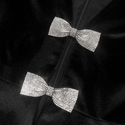 Victoria Cut Out Bow Mini Dress Set in Black