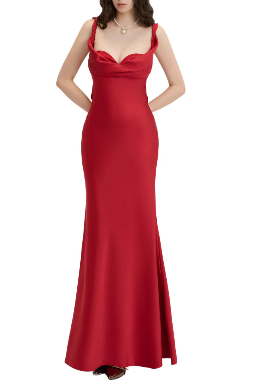 gwendolyn corset bodycon mermaid maxi dress in red Avalabel