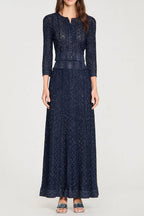 alexandra Rhinestone knit maxi skirt in navy blue Avalabel