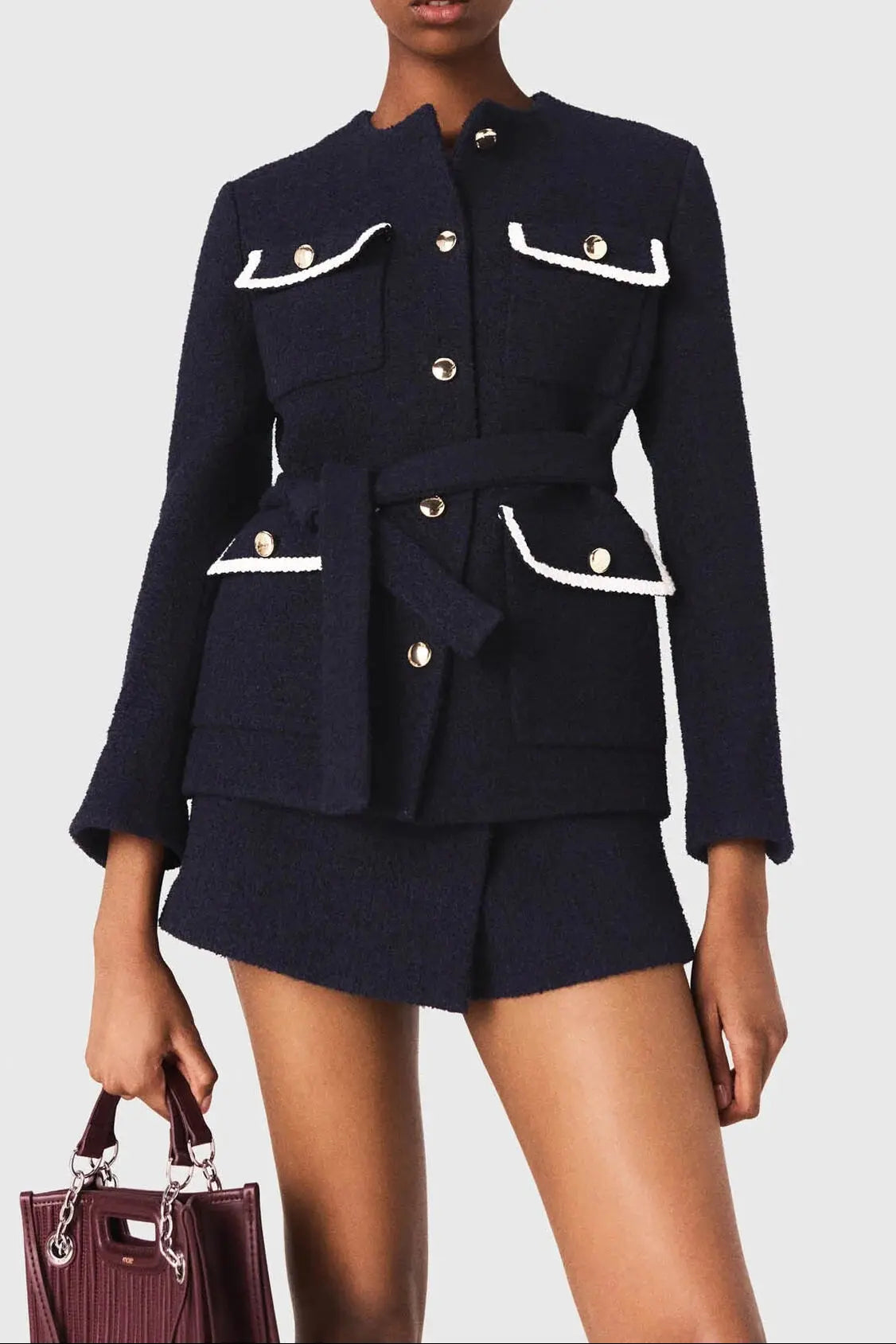 sigrid navy blue 4-pocket tweed jacket Avalabel