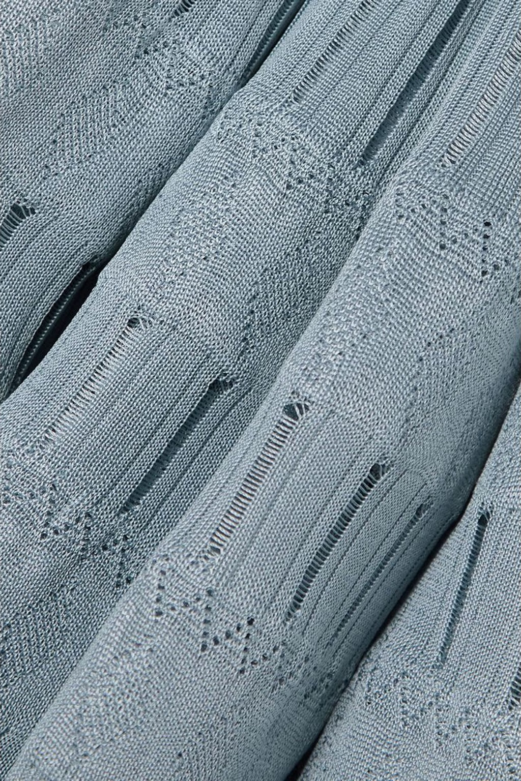 Ribbed Pointelle Knit Mini Dress in Blue Avalabel