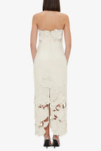louise Appliqué Bustier Maxi Dress in white Avalabel