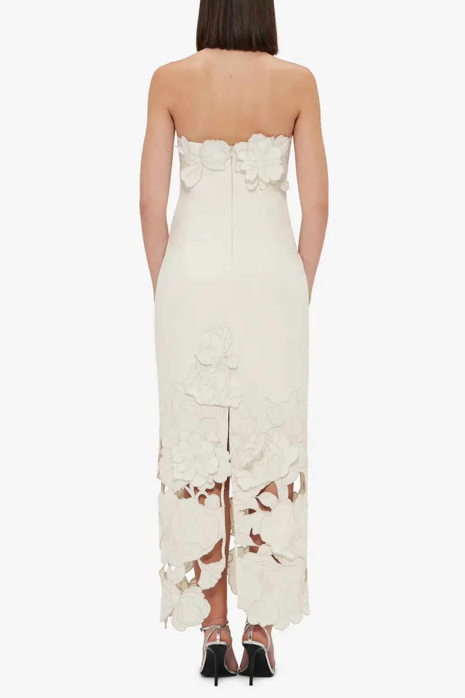 louise Appliqué Bustier Maxi Dress in white Avalabel