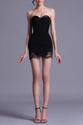sherry black Cord Lace Bustier Mini dress Avalabel