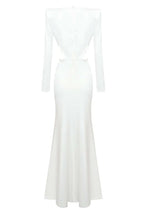 Vanessa V-neck Ruched Cutout Maxi Dress in White Avalabel