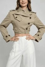 Jana Khaki Cropped Trench Jacket Avalabel