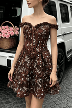 Mary Brown Strapless Corset 3D Floral Mini Dress Avalabel