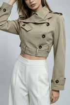 Jana Khaki Cropped Trench Jacket Avalabel