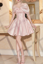 STRAPLESS SEQUIN MINI DRESS IN PINK Avalabel