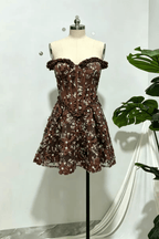 Mary Brown Strapless Corset 3D Floral Mini Dress Avalabel